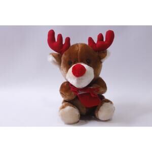 Rudolph, The Rednosed Reindeer, GIE, 1980s, Red Antlers, Holding Stocking, Small